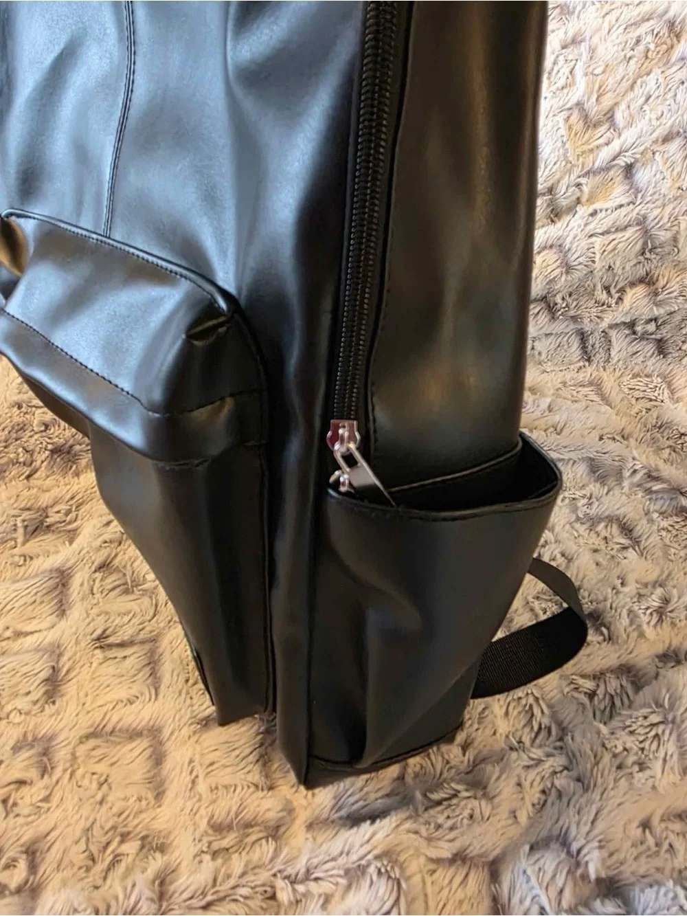 Black Leather Backpack - Sleek Women's Backpack